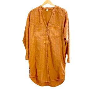 Anthropologie Pilcro Orange Brown Striped Maxi Tunic/Swim Coverup, Size Small